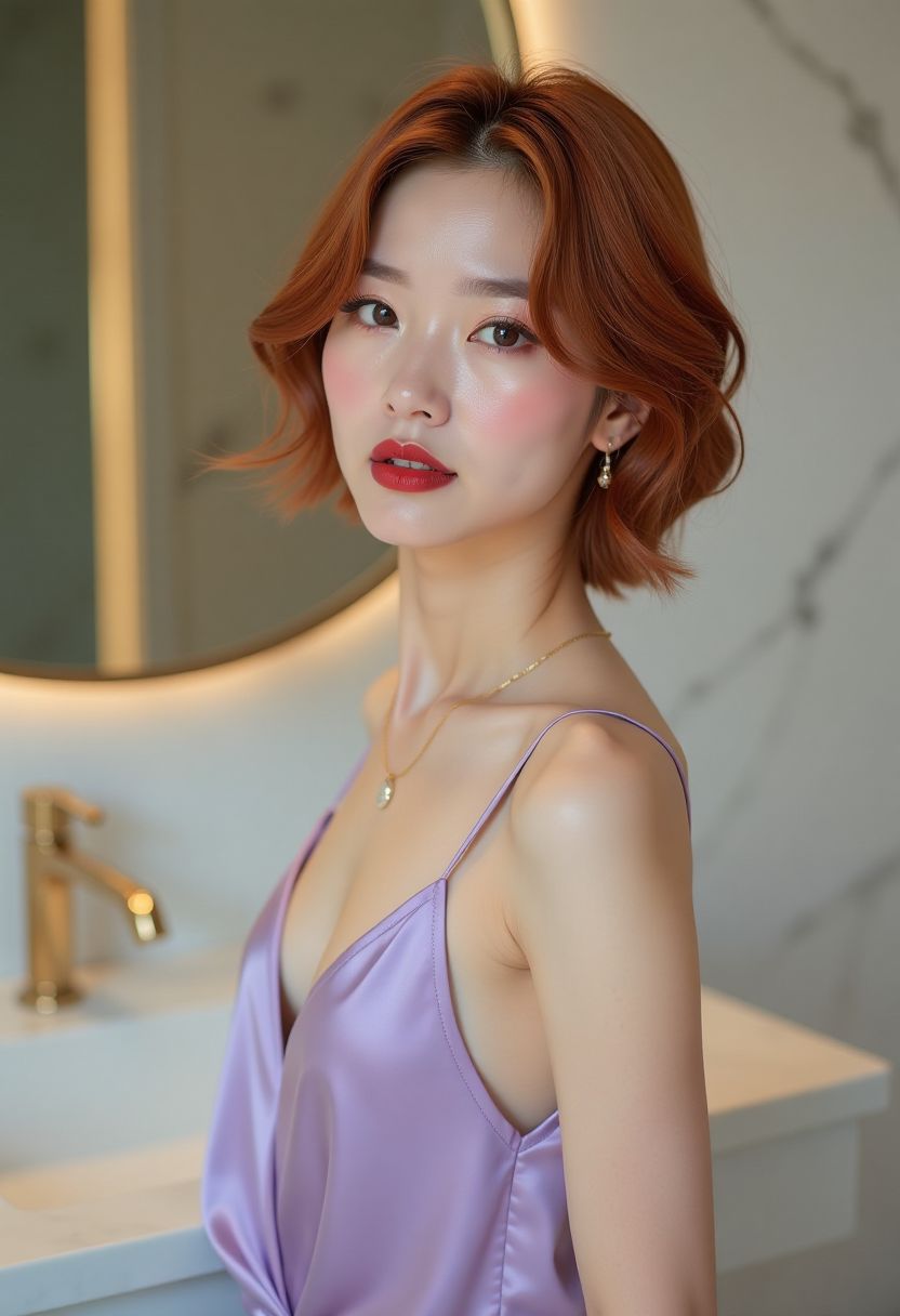 自然光下的亚麻棕发色层次参考